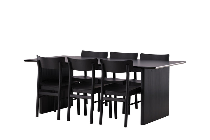 Venture Home Vail Dining Table - Black / Smoked Black MDF +Montros Dining Chair - Natural / Natural Rubberwood _6
