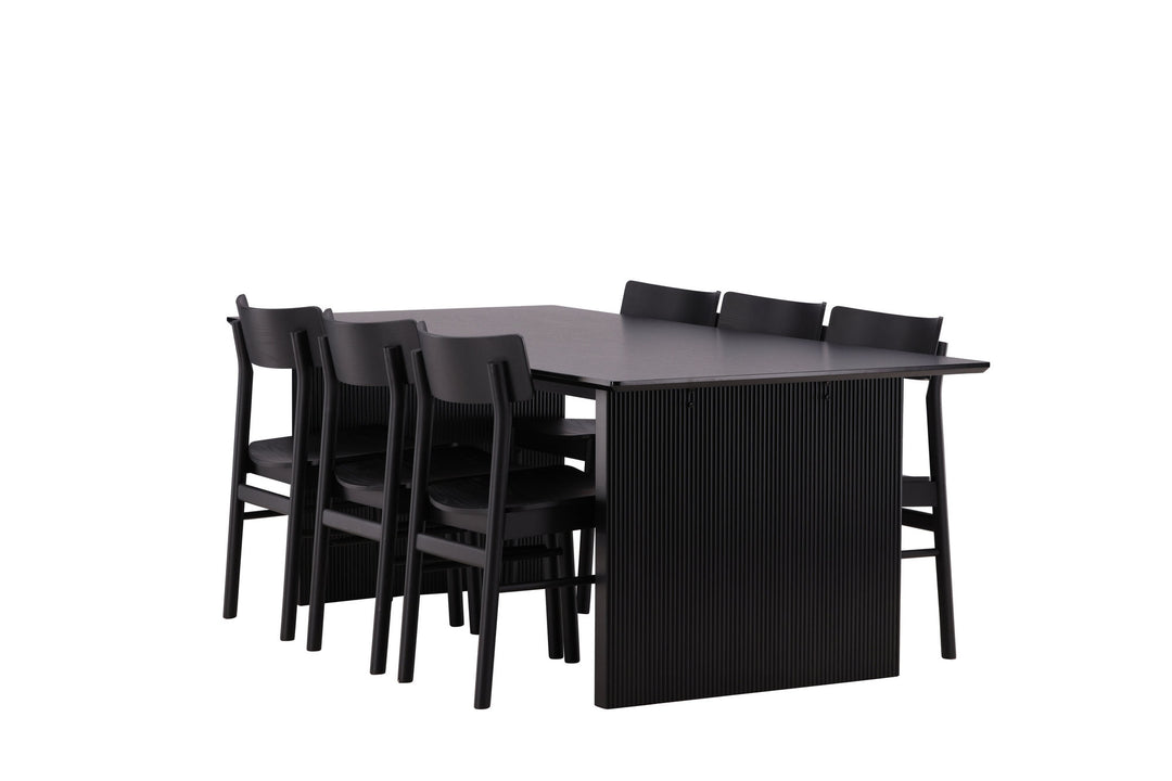 Venture Home Vail Dining Table - Black / Smoked Black MDF +Montros Dining Chair - Natural / Natural Rubberwood _6