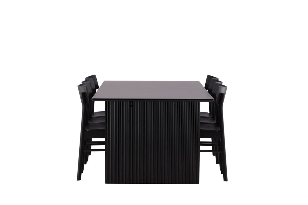 Venture Home Vail Dining Table - Black / Smoked Black MDF +Montros Dining Chair - Natural / Natural Rubberwood _6