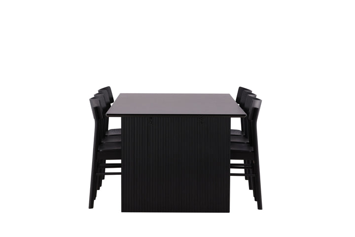 Venture Home Vail Dining Table - Black / Smoked Black MDF +Montros Dining Chair - Natural / Natural Rubberwood _6
