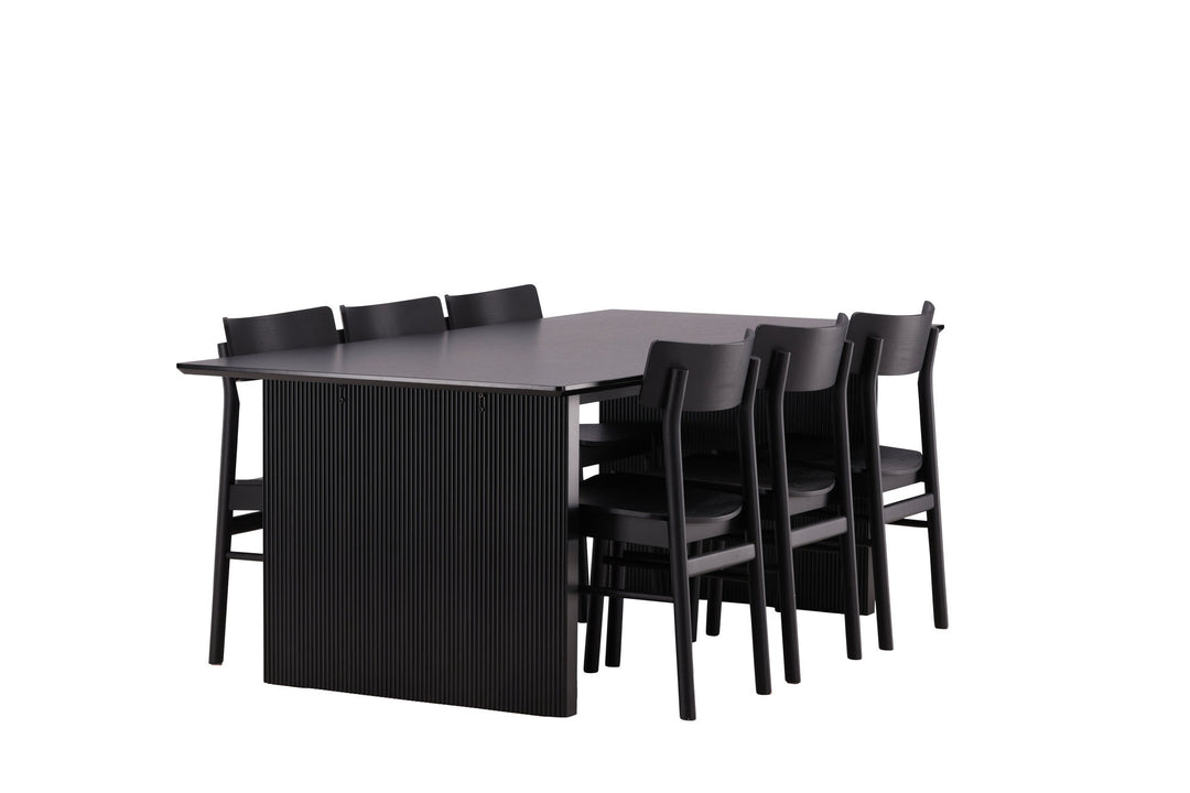Venture Home Vail Dining Table - Black / Smoked Black MDF +Montros Dining Chair - Natural / Natural Rubberwood _6