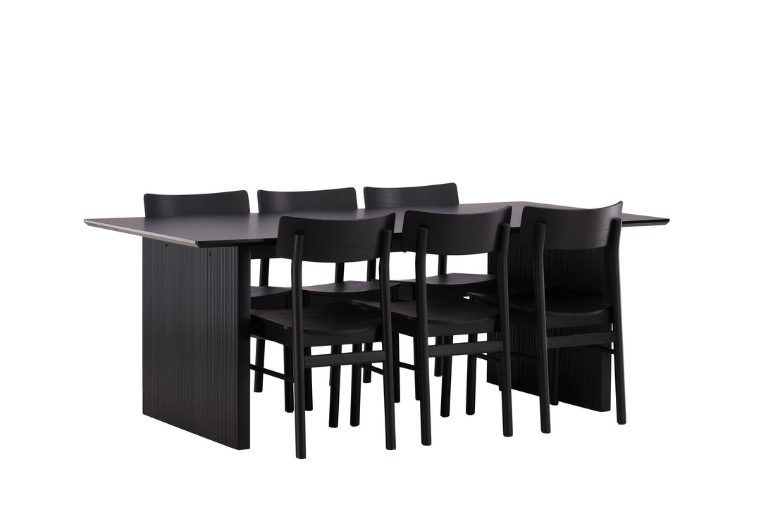 Venture Home Vail Dining Table - Black / Smoked Black MDF +Montros Dining Chair - Natural / Natural Rubberwood _6