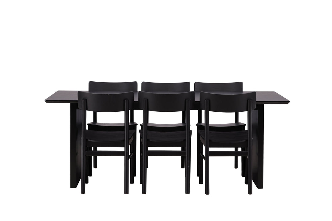 Venture Home Vail Dining Table - Black / Smoked Black MDF +Montros Dining Chair - Natural / Natural Rubberwood _6