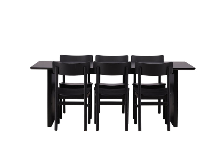 Venture Home Vail Dining Table - Black / Smoked Black MDF +Montros Dining Chair - Natural / Natural Rubberwood _6