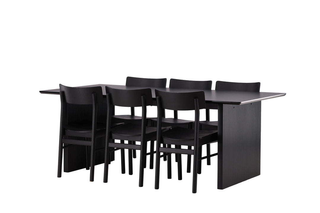 Venture Home Vail Dining Table - Black / Smoked Black MDF +Montros Dining Chair - Natural / Natural Rubberwood _6
