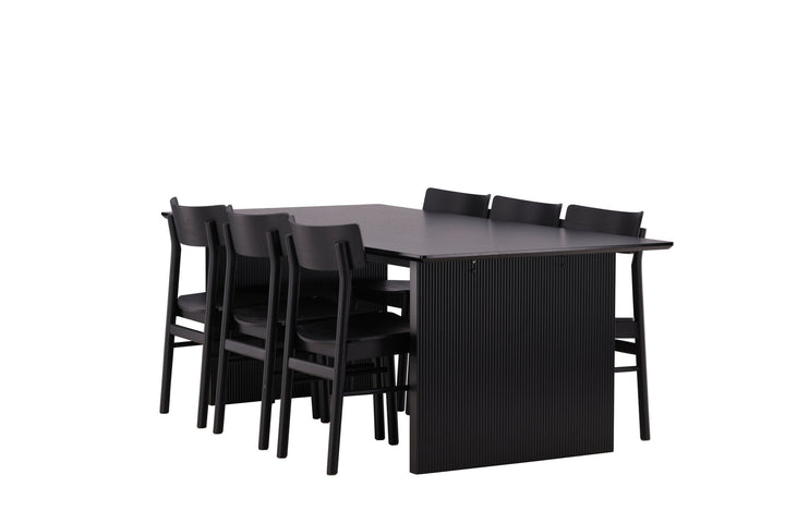 Venture Home Vail Dining Table - Black / Smoked Black MDF +Montros Dining Chair - Natural / Natural Rubberwood _6