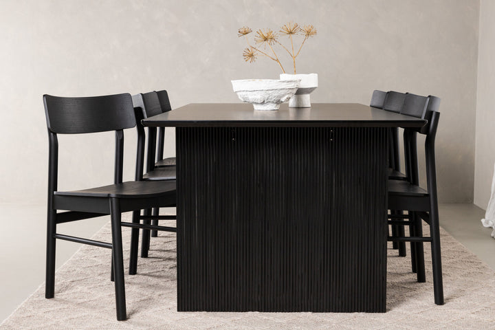 Venture Home Vail Dining Table - Black / Smoked Black MDF +Montros Dining Chair - Natural / Natural Rubberwood _6