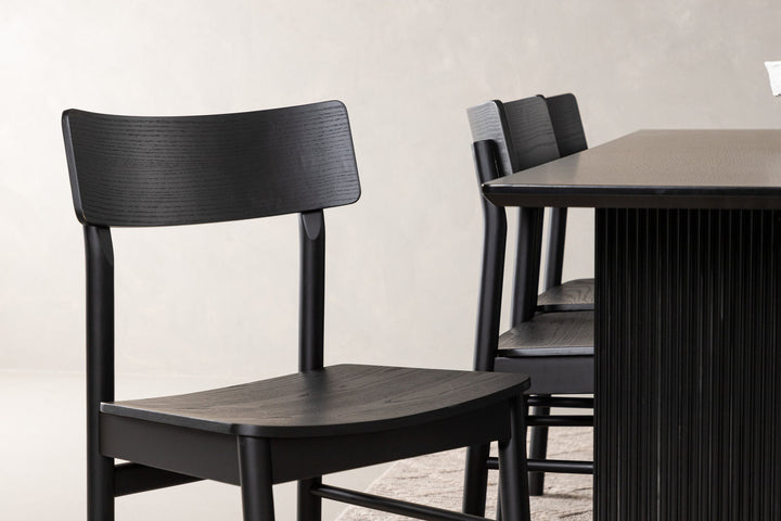 Venture Home Vail Dining Table - Black / Smoked Black MDF +Montros Dining Chair - Natural / Natural Rubberwood _6