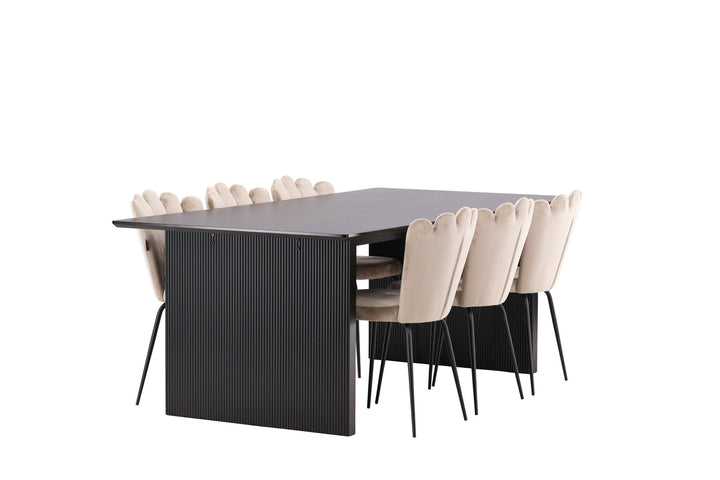 Venture Home Vail Dining Table - Black / Smoked Black MDF +Limhamn Light Chair - Black / Beige Velvet _6