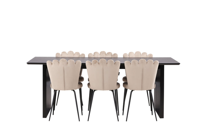 Venture Home Vail Dining Table - Black / Smoked Black MDF +Limhamn Light Chair - Black / Beige Velvet _6