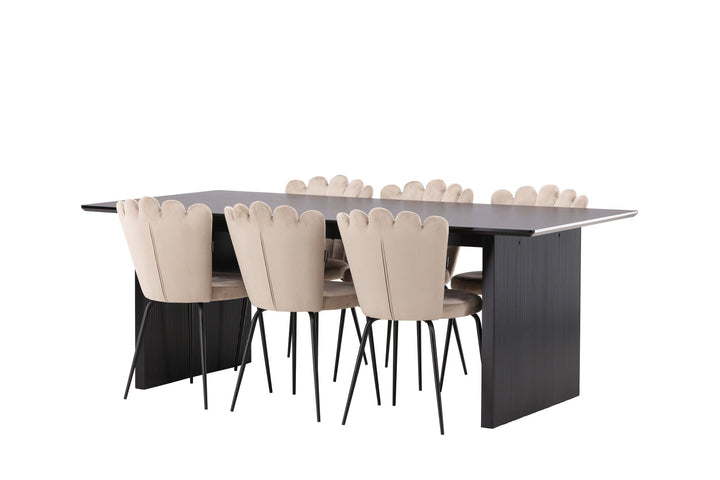 Venture Home Vail Dining Table - Black / Smoked Black MDF +Limhamn Light Chair - Black / Beige Velvet _6