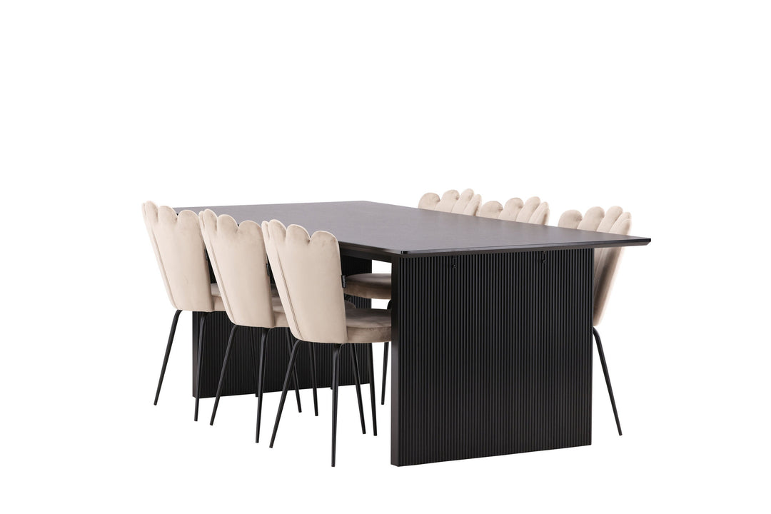 Venture Home Vail Dining Table - Black / Smoked Black MDF +Limhamn Light Chair - Black / Beige Velvet _6