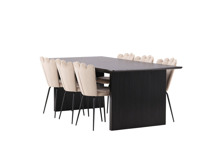 Venture Home Vail Dining Table - Black / Smoked Black MDF +Limhamn Light Chair - Black / Beige Velvet _6