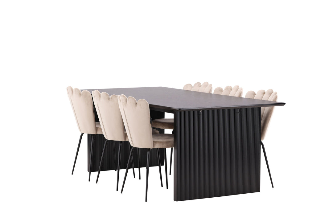 Venture Home Vail Dining Table - Black / Smoked Black MDF +Limhamn Light Chair - Black / Beige Velvet _6