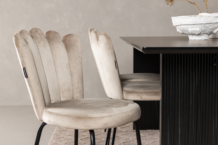 Venture Home Vail Dining Table - Black / Smoked Black MDF +Limhamn Light Chair - Black / Beige Velvet _6