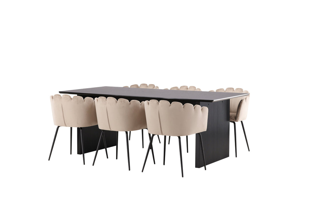 Venture Home Vail Dining Table - Black / Smoked Black MDF +Limhamn Chair - Black / Beige Velvet _6