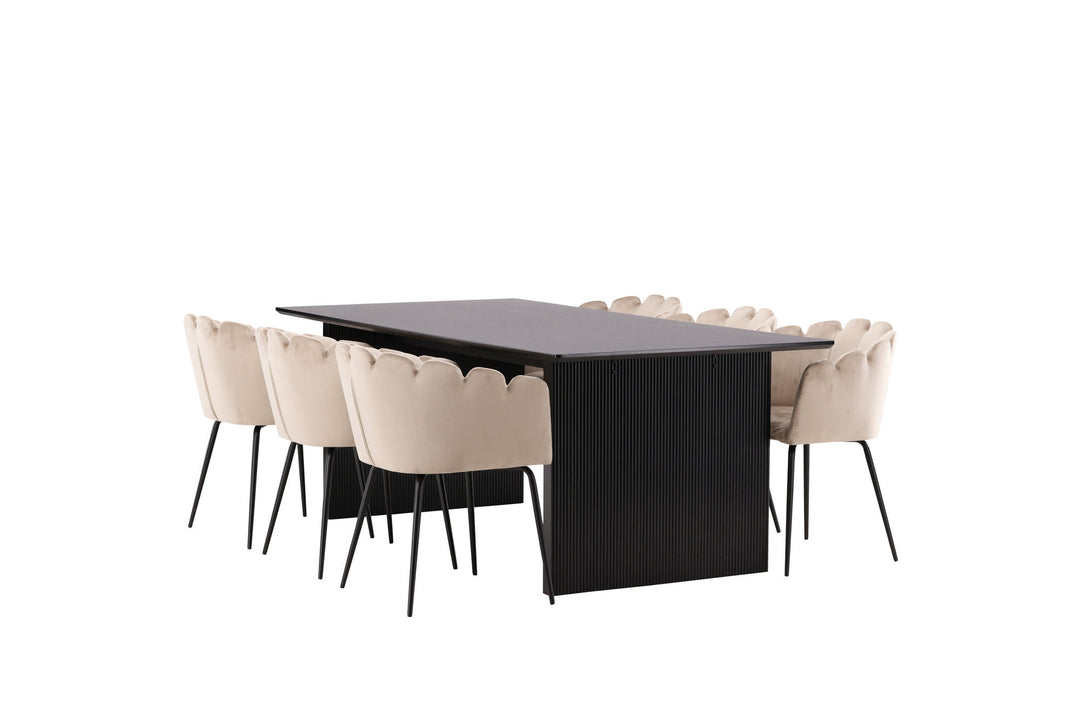 Venture Home Vail Dining Table - Black / Smoked Black MDF +Limhamn Chair - Black / Beige Velvet _6