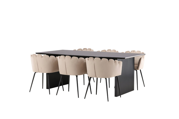 Venture Home Vail Dining Table - Black / Smoked Black MDF +Limhamn Chair - Black / Beige Velvet _6
