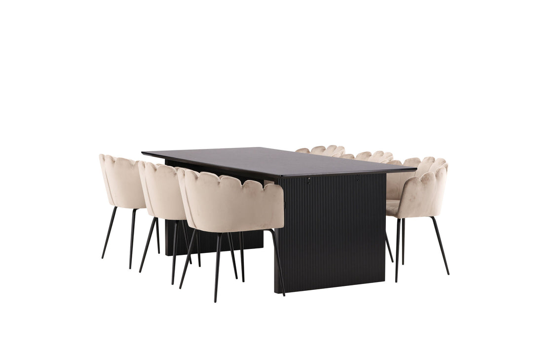 Venture Home Vail Dining Table - Black / Smoked Black MDF +Limhamn Chair - Black / Beige Velvet _6