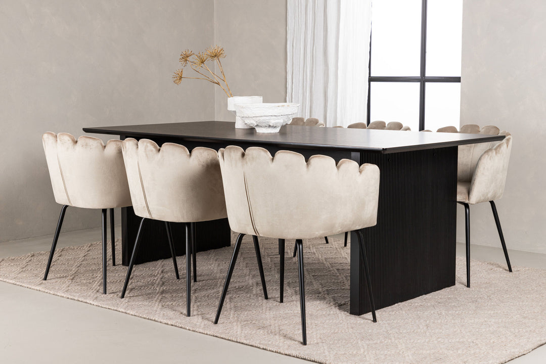 Venture Home Vail Dining Table - Black / Smoked Black MDF +Limhamn Chair - Black / Beige Velvet _6