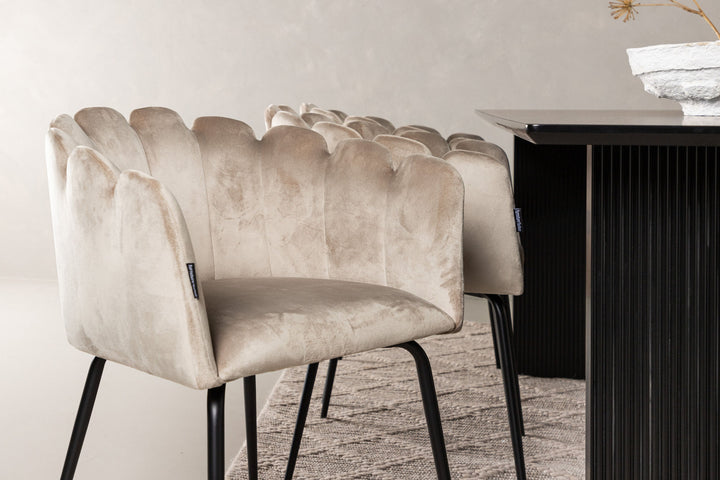 Venture Home Vail Dining Table - Black / Smoked Black MDF +Limhamn Chair - Black / Beige Velvet _6