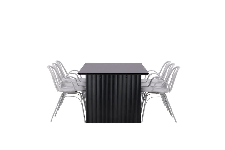 Venture Home Vail Dining Table - Black / Smoked Black MDF +Dyrön Dining Chair - Greige Polypropylene _6