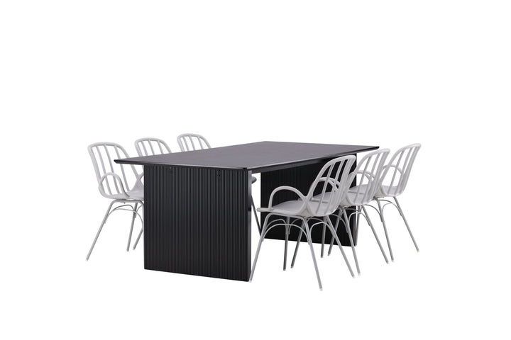 Venture Home Vail Dining Table - Black / Smoked Black MDF +Dyrön Dining Chair - Greige Polypropylene _6