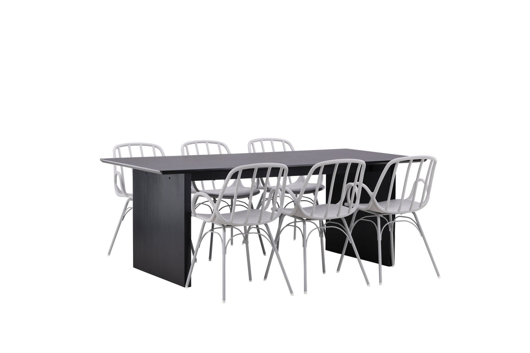 Venture Home Vail Dining Table - Black / Smoked Black MDF +Dyrön Dining Chair - Greige Polypropylene _6