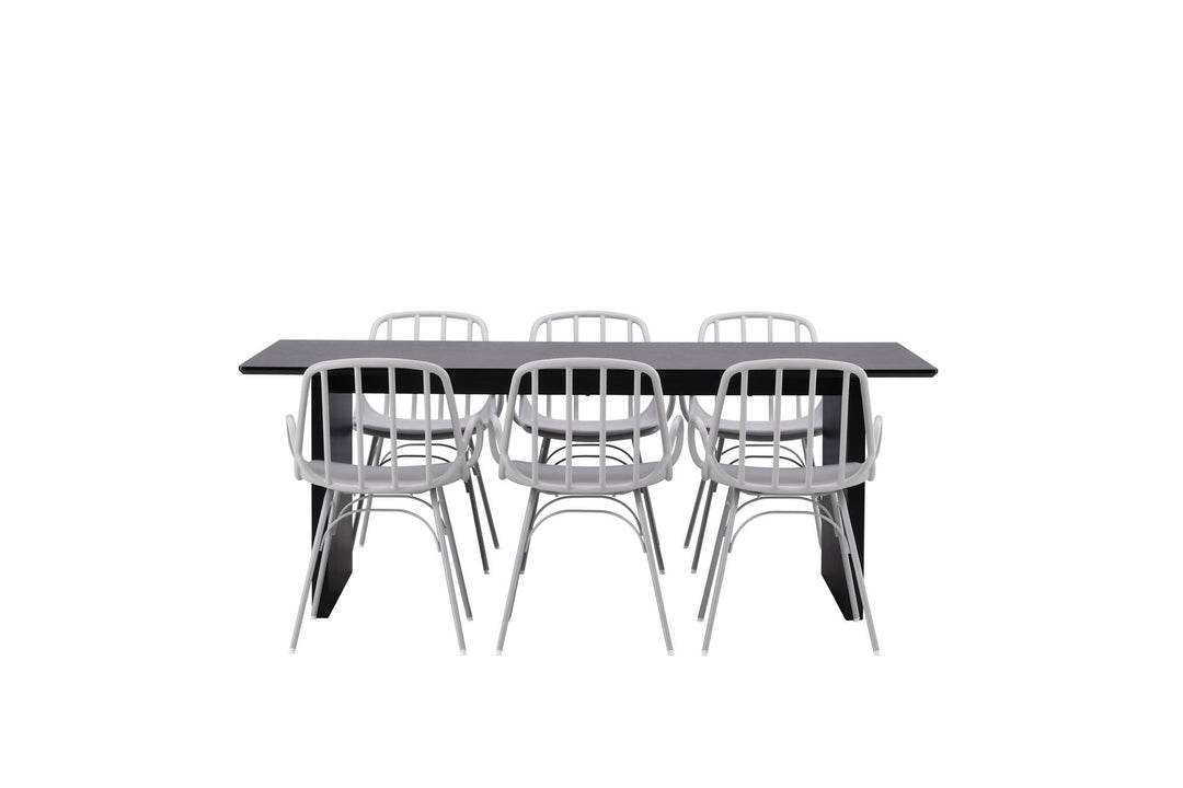 Venture Home Vail Dining Table - Black / Smoked Black MDF +Dyrön Dining Chair - Greige Polypropylene _6