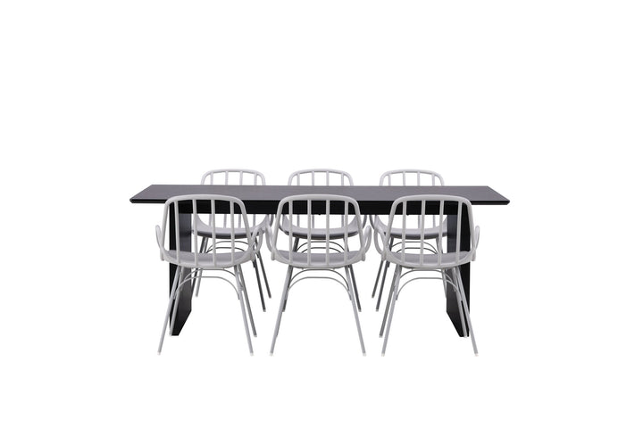 Venture Home Vail Dining Table - Black / Smoked Black MDF +Dyrön Dining Chair - Greige Polypropylene _6