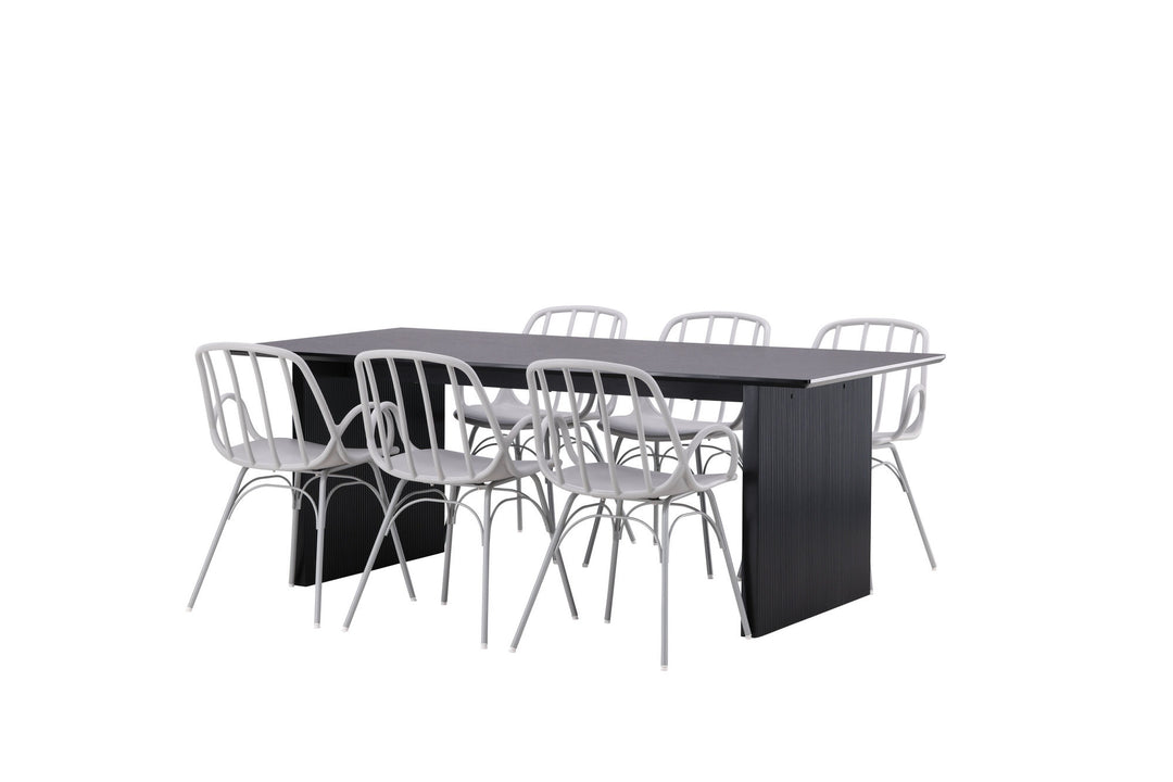 Venture Home Vail Dining Table - Black / Smoked Black MDF +Dyrön Dining Chair - Greige Polypropylene _6