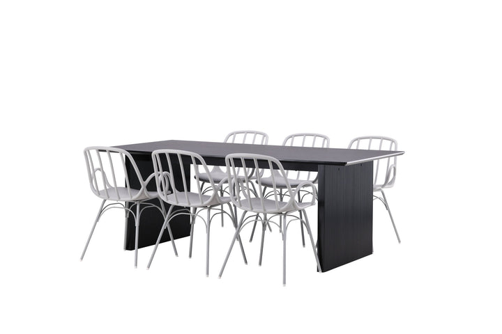 Venture Home Vail Dining Table - Black / Smoked Black MDF +Dyrön Dining Chair - Greige Polypropylene _6