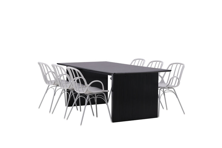 Venture Home Vail Dining Table - Black / Smoked Black MDF +Dyrön Dining Chair - Greige Polypropylene _6