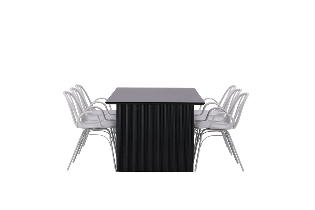Venture Home Vail Dining Table - Black / Smoked Black MDF +Dyrön Dining Chair - Greige Polypropylene _6