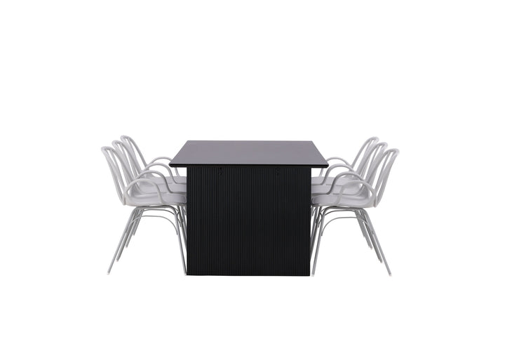Venture Home Vail Dining Table - Black / Smoked Black MDF +Dyrön Dining Chair - Greige Polypropylene _6