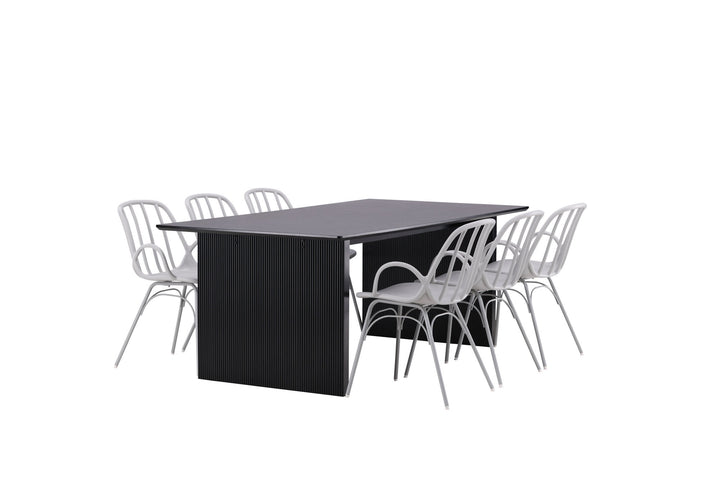 Venture Home Vail Dining Table - Black / Smoked Black MDF +Dyrön Dining Chair - Greige Polypropylene _6