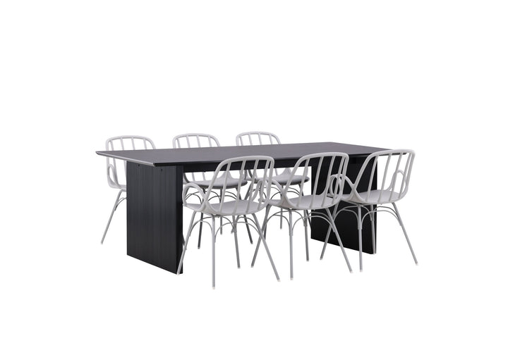 Venture Home Vail Dining Table - Black / Smoked Black MDF +Dyrön Dining Chair - Greige Polypropylene _6