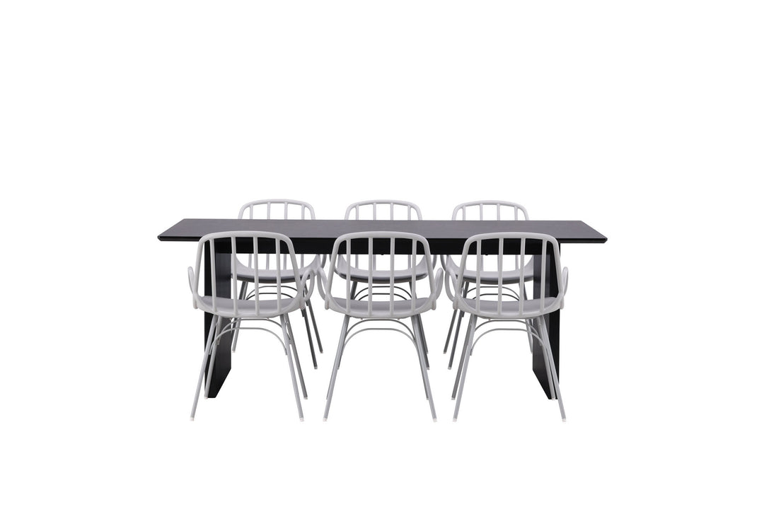 Venture Home Vail Dining Table - Black / Smoked Black MDF +Dyrön Dining Chair - Greige Polypropylene _6