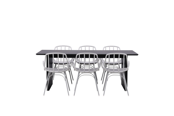 Venture Home Vail Dining Table - Black / Smoked Black MDF +Dyrön Dining Chair - Greige Polypropylene _6