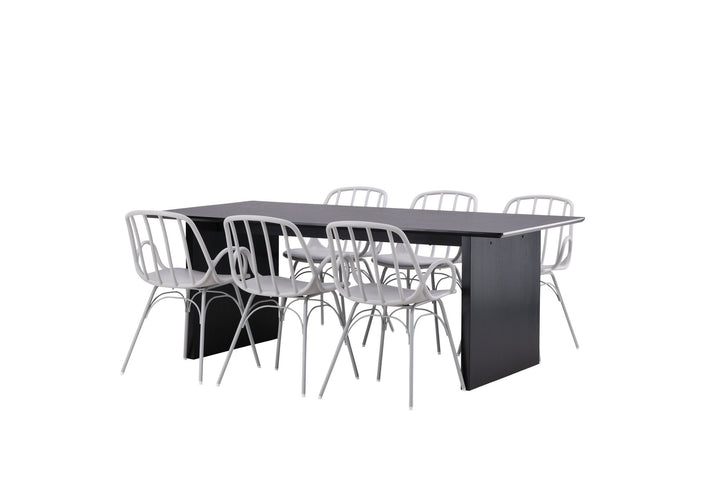 Venture Home Vail Dining Table - Black / Smoked Black MDF +Dyrön Dining Chair - Greige Polypropylene _6