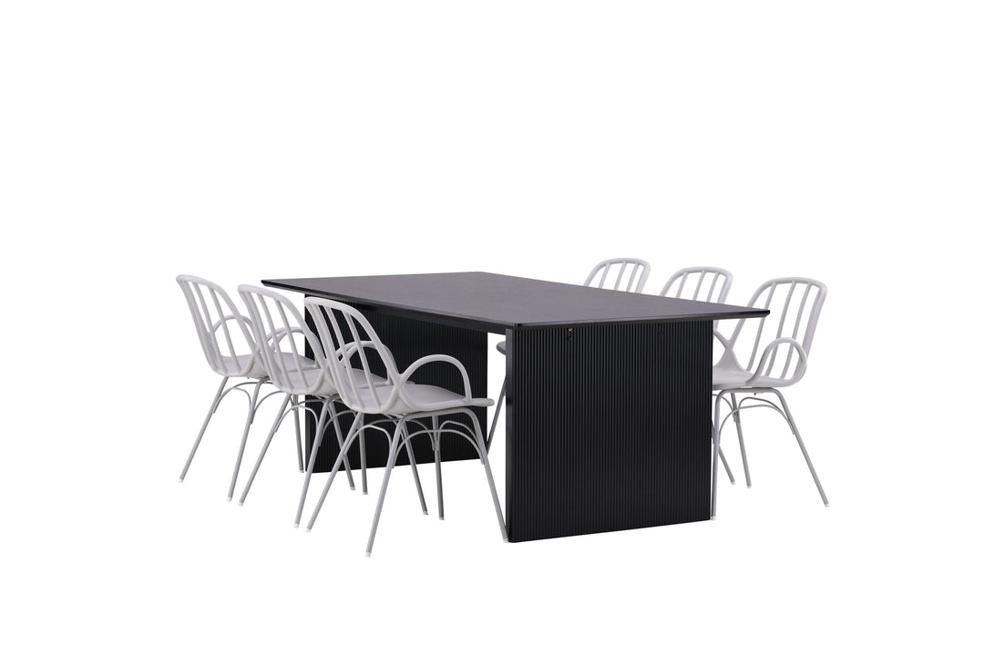 Venture Home Vail Dining Table - Black / Smoked Black MDF +Dyrön Dining Chair - Greige Polypropylene _6