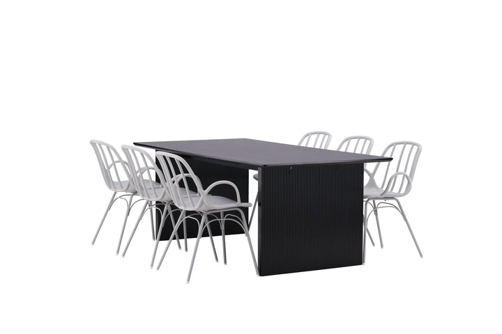 Venture Home Vail Dining Table - Black / Smoked Black MDF +Dyrön Dining Chair - Greige Polypropylene _6