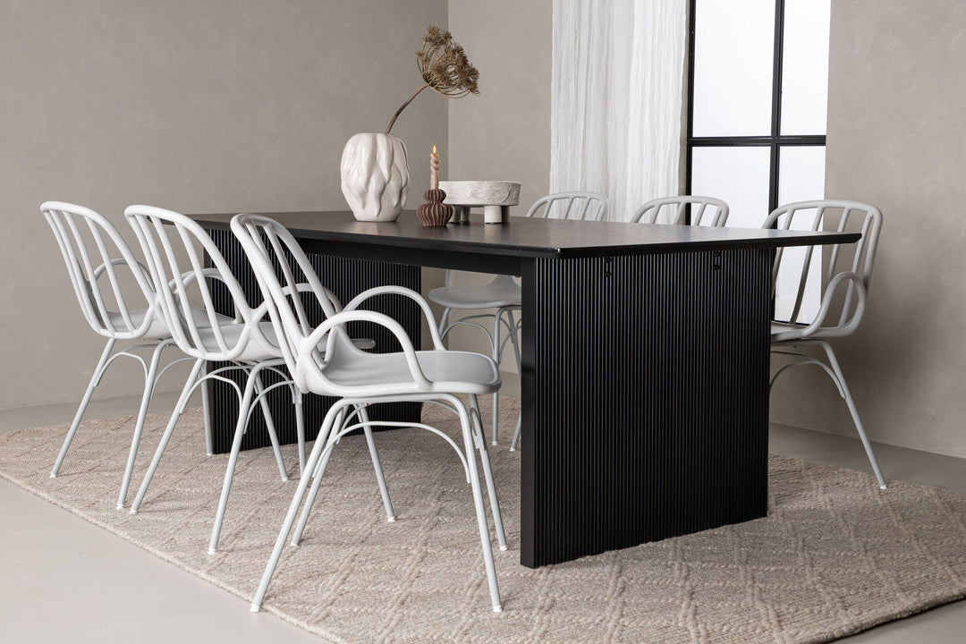 Venture Home Vail Dining Table - Black / Smoked Black MDF +Dyrön Dining Chair - Greige Polypropylene _6