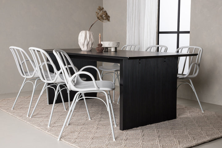 Venture Home Vail Dining Table - Black / Smoked Black MDF +Dyrön Dining Chair - Greige Polypropylene _6