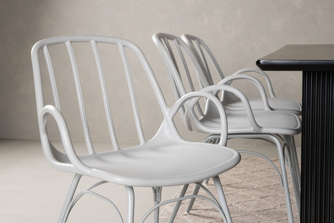 Venture Home Vail Dining Table - Black / Smoked Black MDF +Dyrön Dining Chair - Greige Polypropylene _6