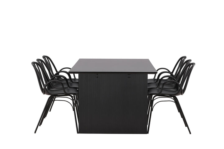 Venture Home Vail Dining Table - Black / Smoked Black MDF +Dyrön Dining Chair - Black Polypropylene _6