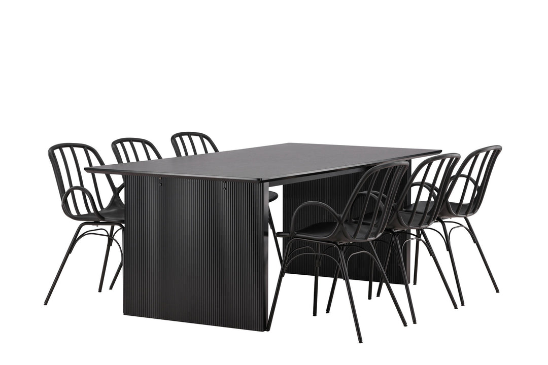 Venture Home Vail Dining Table - Black / Smoked Black MDF +Dyrön Dining Chair - Black Polypropylene _6