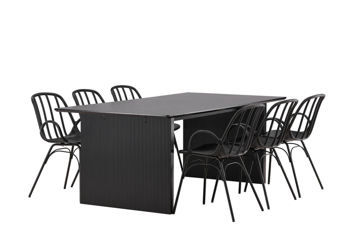 Venture Home Vail Dining Table - Black / Smoked Black MDF +Dyrön Dining Chair - Black Polypropylene _6