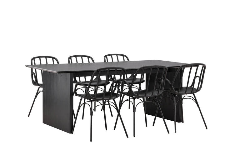 Venture Home Vail Dining Table - Black / Smoked Black MDF +Dyrön Dining Chair - Black Polypropylene _6