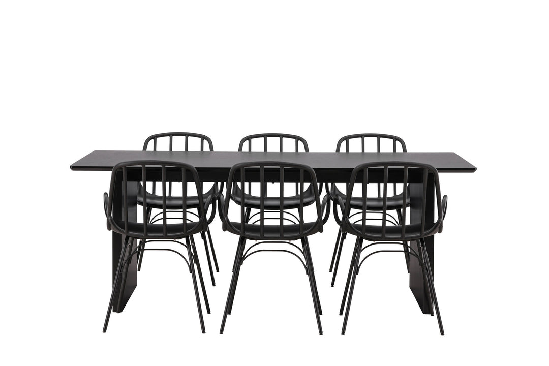 Venture Home Vail Dining Table - Black / Smoked Black MDF +Dyrön Dining Chair - Black Polypropylene _6